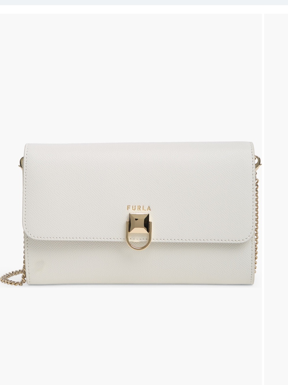 Furla Cream XL Leather Crossbody with Gold Chain and Hardware